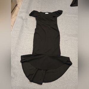 Mermaid Cut Off The Shoulder Black Dress